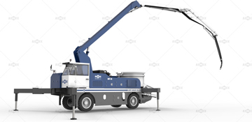 Construction with Our Tire-Mounted Mix Boom Pump