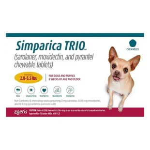 Simparica TRIO for Dogs 2.8 5.5 lbs Gold zoeno 1